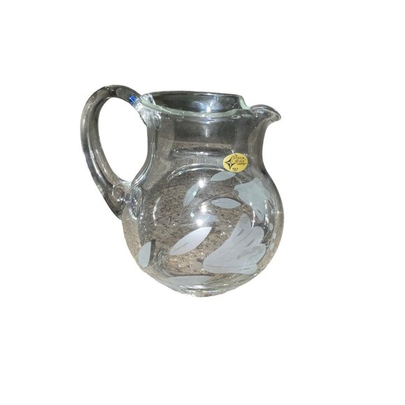 Vintage 1985 Action Industries Floral Lace Pitcher Hand-cut Turkish Crystal NEW - Picture 2 of 16